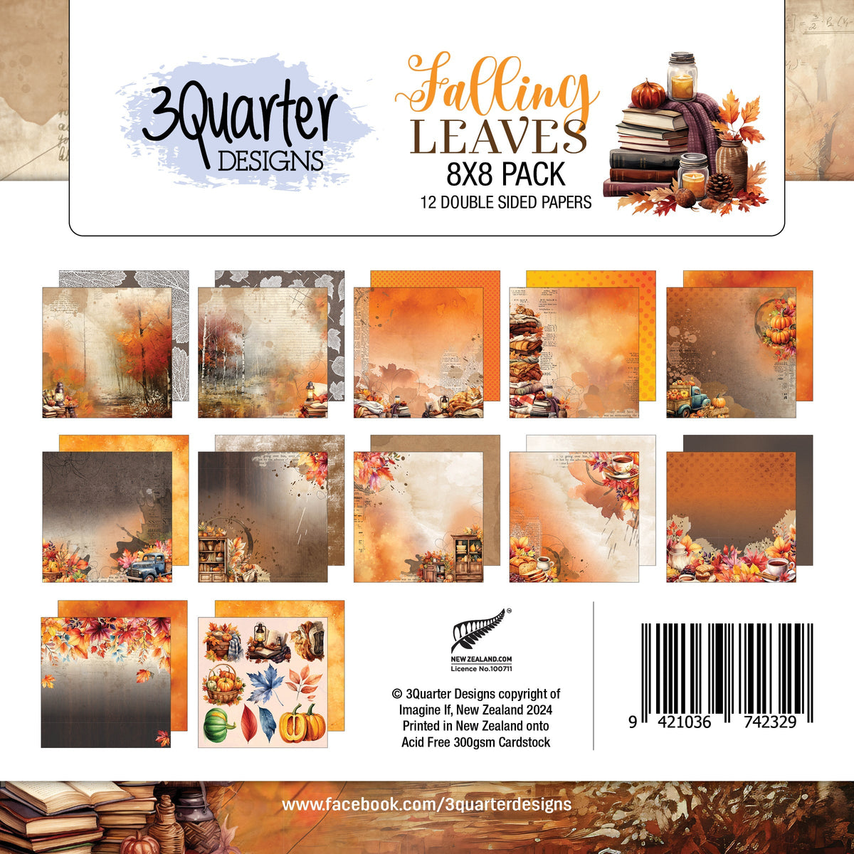 3Quarter Designs Falling Leaves 8x8 Paper Pack-1