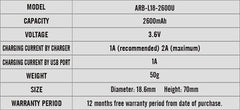 Fenix ARB-L18-2600U USB Rechargeable Li-ion 18650 Battery-2