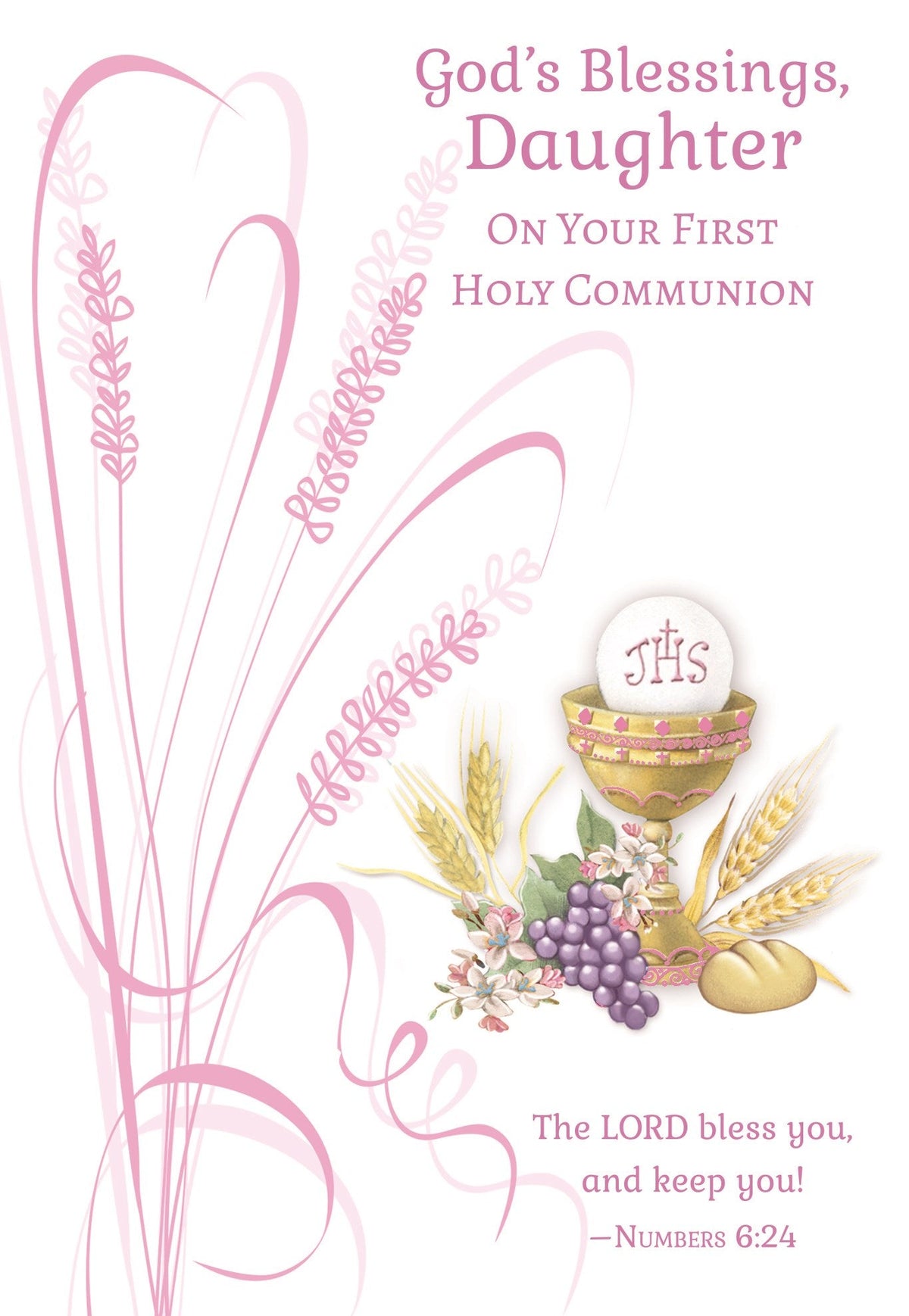 Daughter First Holy Communion Card, Chalice & Host Religious Greeting Card-1