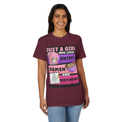 "Just a Girl Who Loves Anime Ramen and Sketching" T-Shirt-35