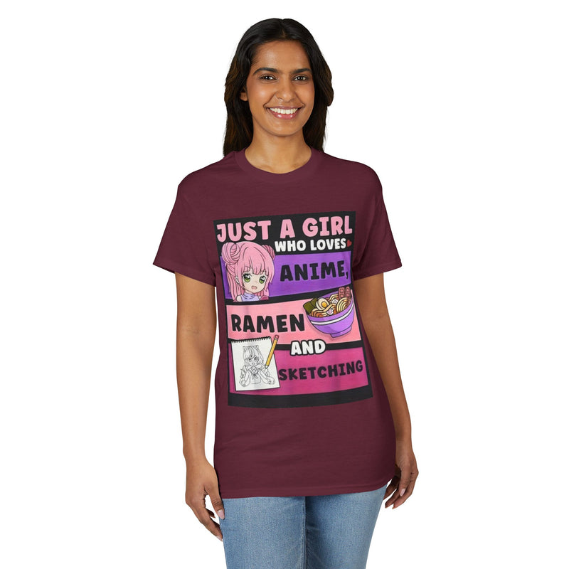 "Just a Girl Who Loves Anime Ramen and Sketching" T-Shirt-35
