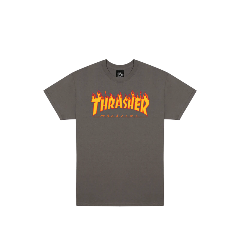 Thrasher 'Flame Logo' Tee - Charcoal-1