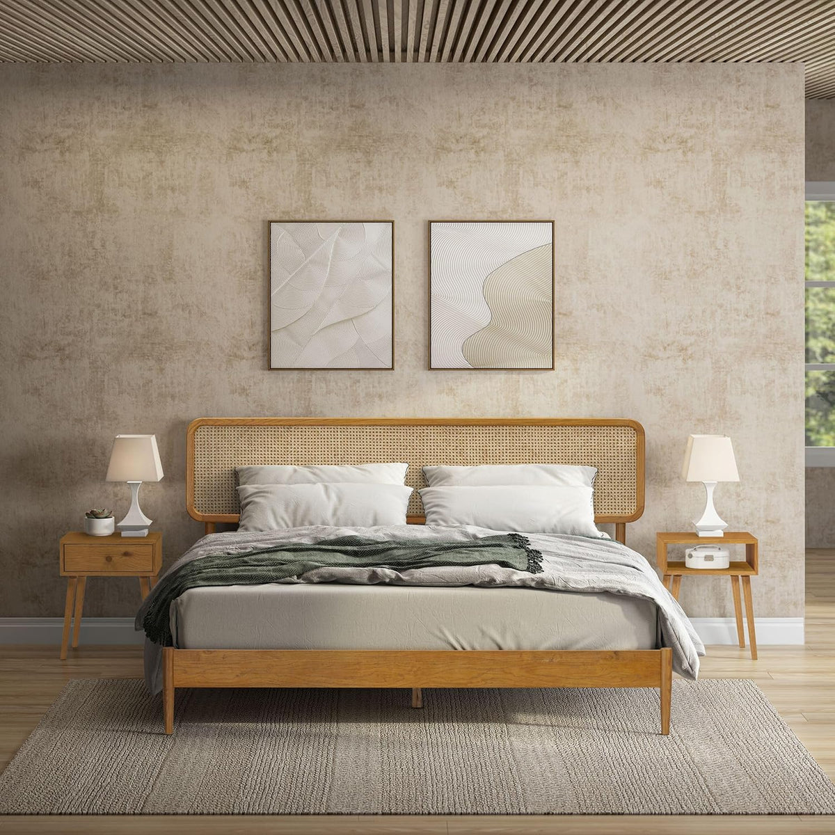 Estructura de cama de ratán natural Lupin-8