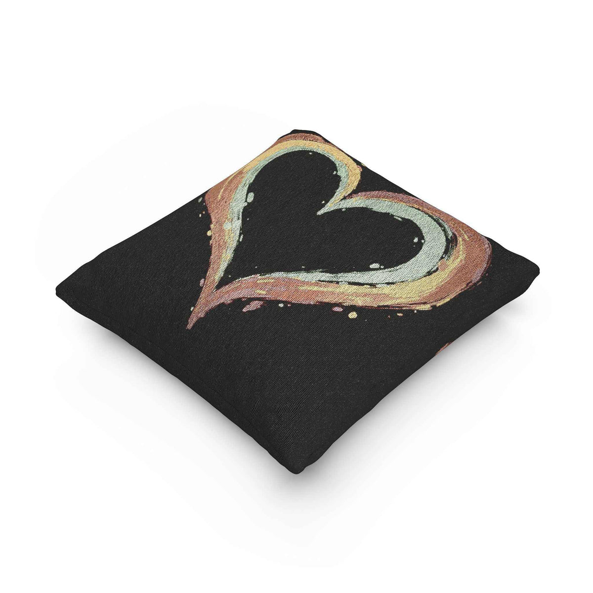 Painted Heart Pillow | Woven Decorative Pillow, Boho Heart Throw Pillow-10