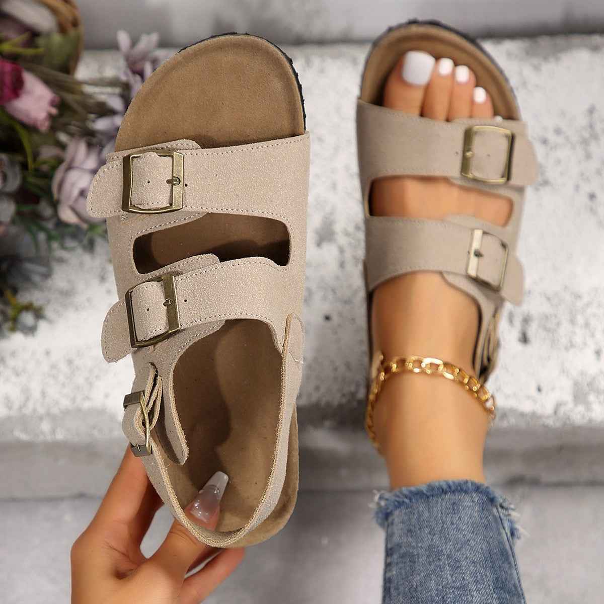 Cork Beach Sandals Korean Style Women's Sandals-2