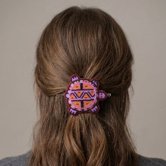 Beaded turtle Barrette Red accent-5