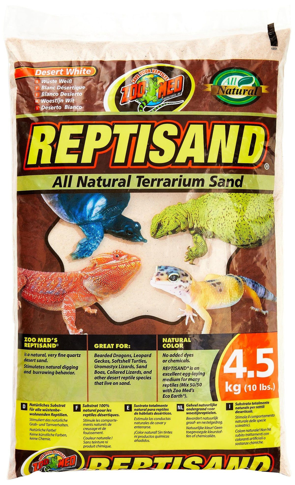 Zoo Med Labs ReptiSand Terrarium Sand, Desert White, 10-Pound