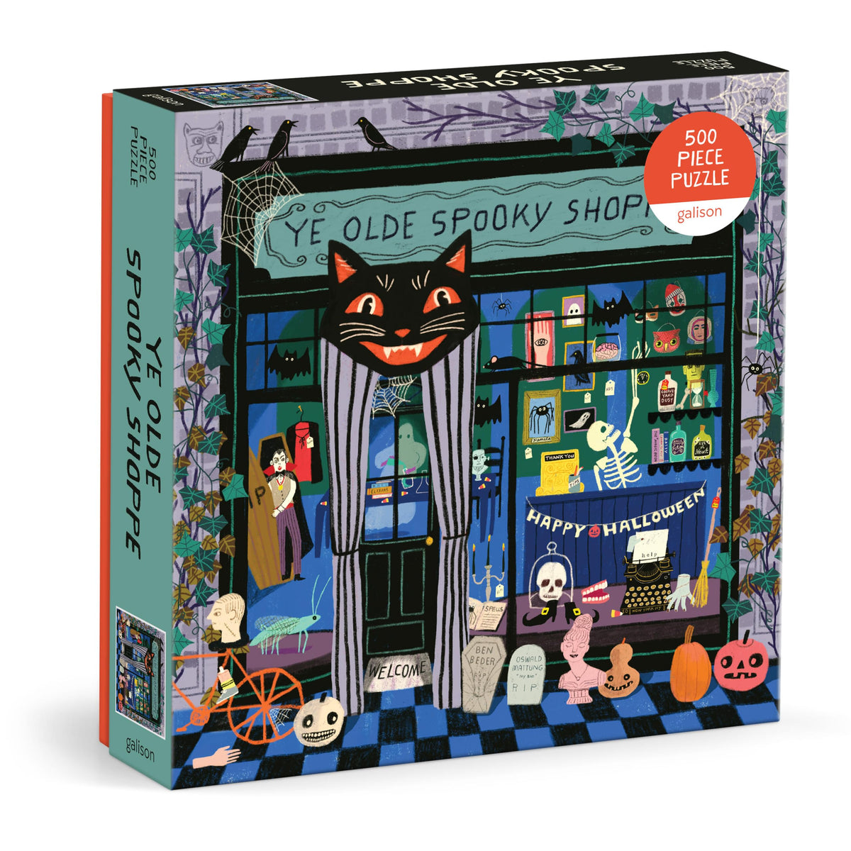Galison Ye Olde Spooky Shoppe Puzzle – 500 Piece Halloween Puzzle Featuring Vintage Inspired Spooky Storefront