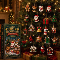 24 Day Mini Christmas Brick Ornament Advent Calendar - Festive Holiday Decoration Building Set-5