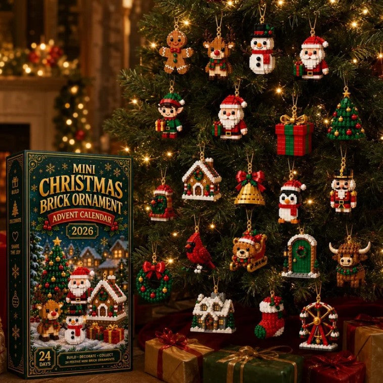 24 Day Mini Christmas Brick Ornament Advent Calendar - Festive Holiday Decoration Building Set-5