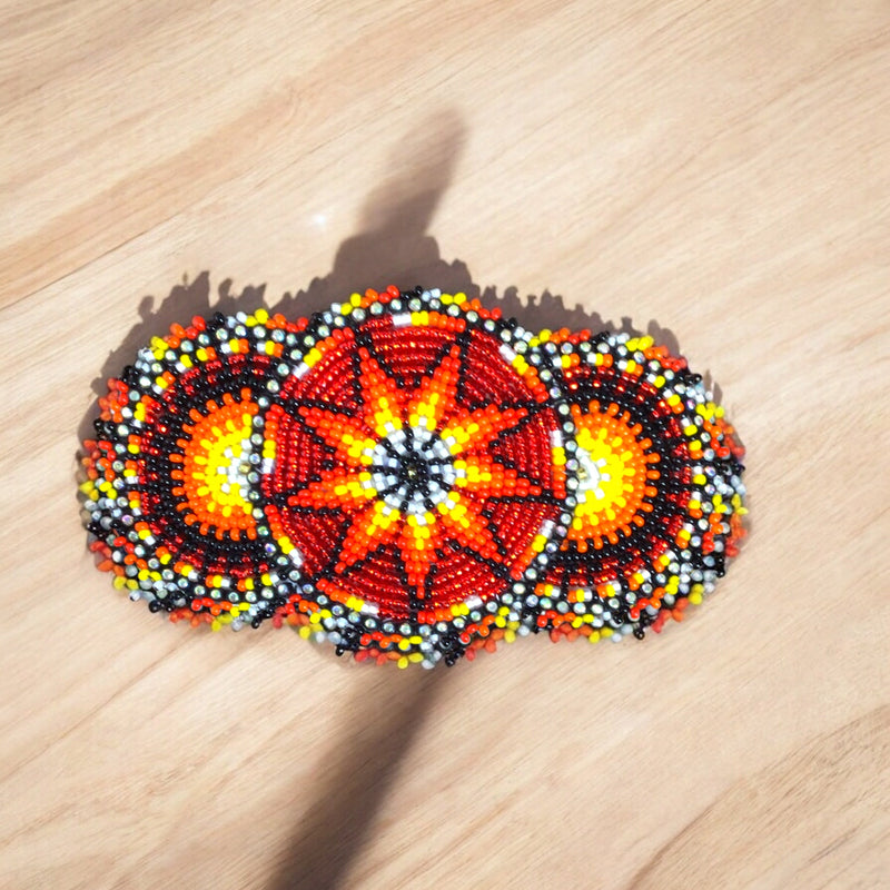 Red Native American Beaded Barrettes-2