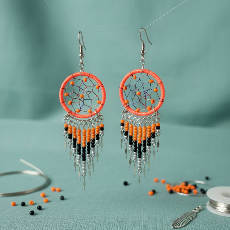 Orange/black Dreamcatcher Dangles-2