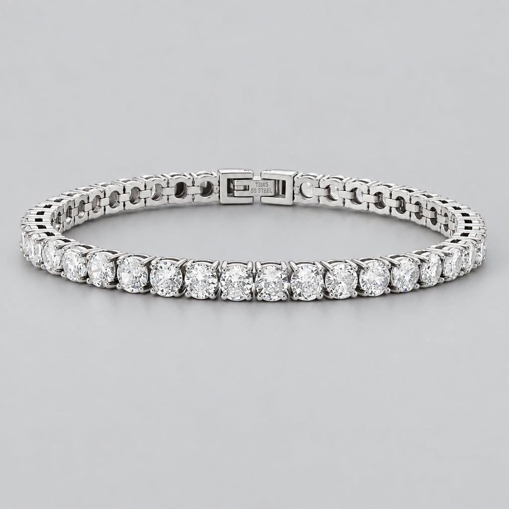 Women’s Stainless Steel Simulated Diamond Tennis Bracelet-1