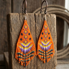 Orange Flame Blossom Drop Earrings-3