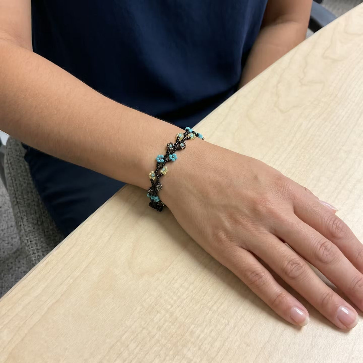 Handcrafted Floral Bracelet Black-2