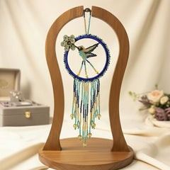 Navy blue w gold Native Beaded Hummingbird-1