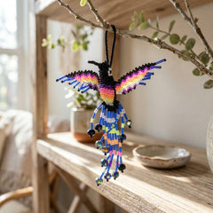 Black and Blue Beaded Humming Bird-1