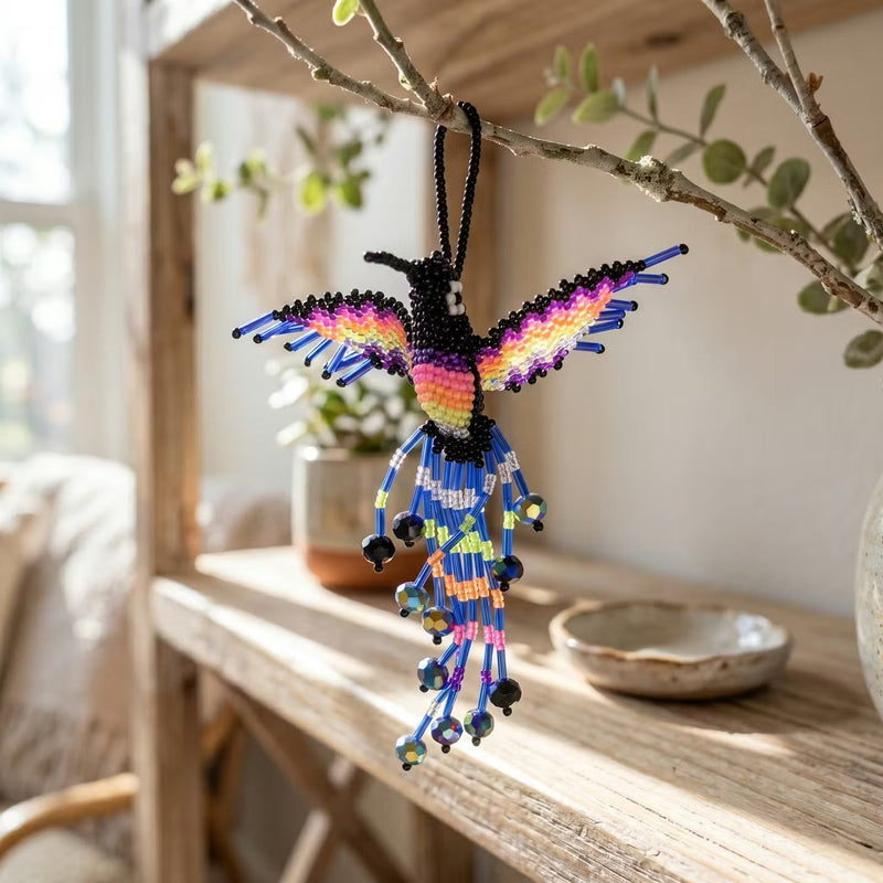 Black and Blue Beaded Humming Bird-1