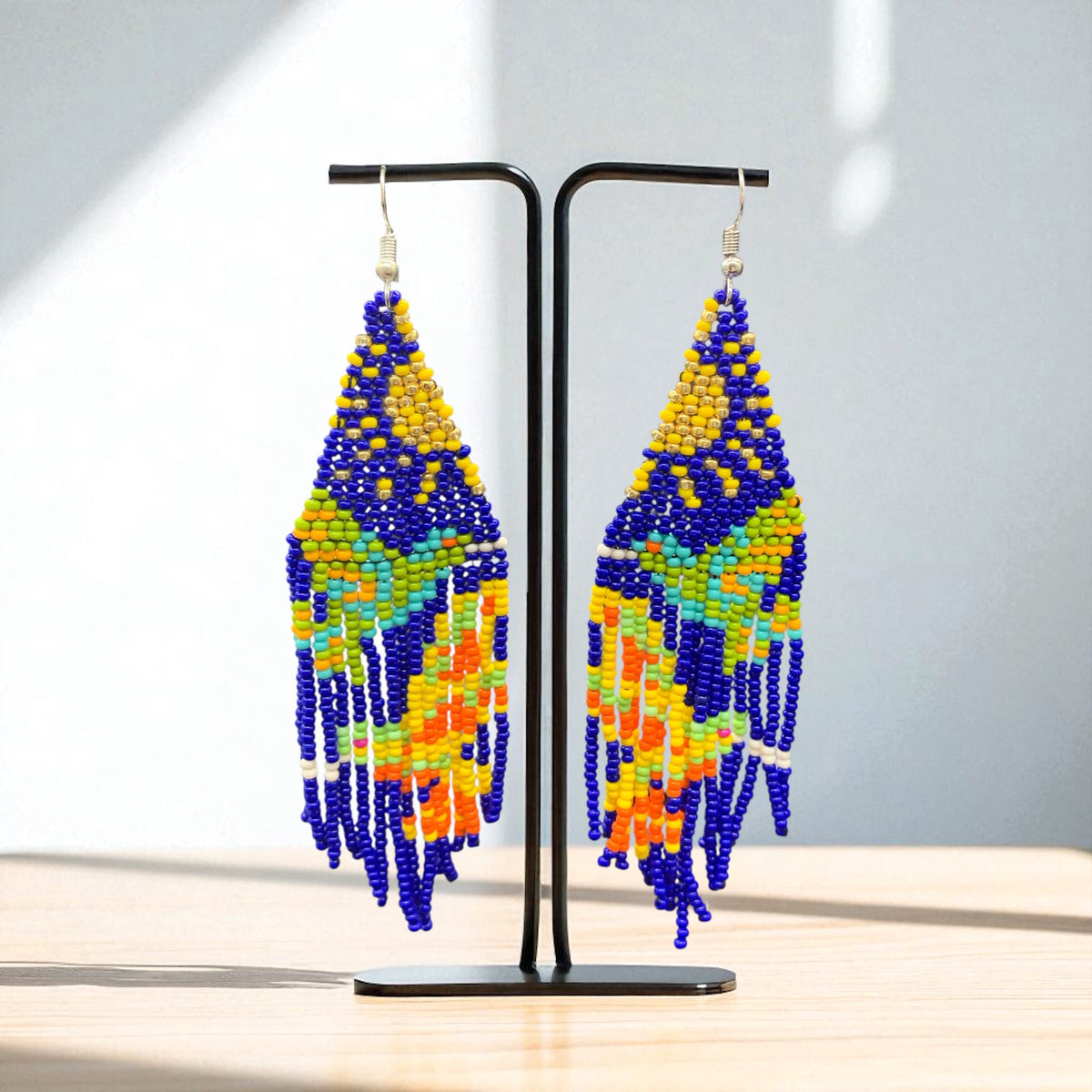 Blue Sky Dancer Beaded Earrings-2