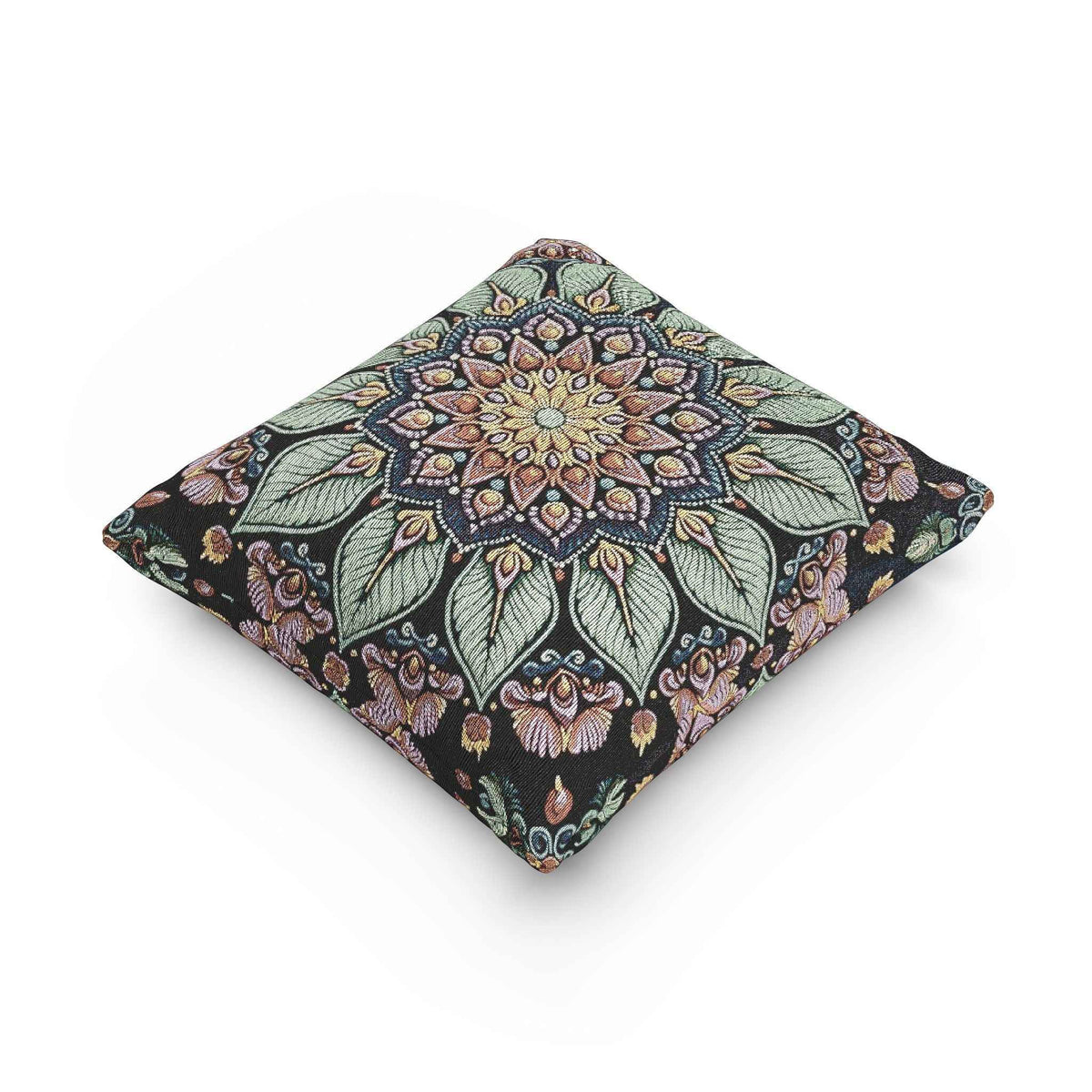 Mandala Floral Mosaic Woven Pillow | Boho Decorative Cushion Cover-9