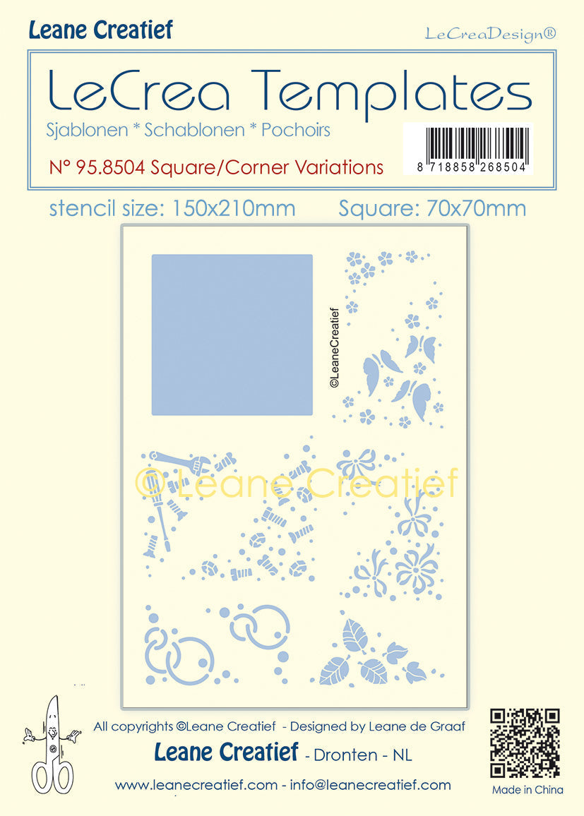 Stencil Square-Corner Variations, Size Stencil 150x210mm, Ø 70mm-1