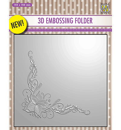 Nelle Choice 3D Embossing Folder - Poinsettia Corner-1
