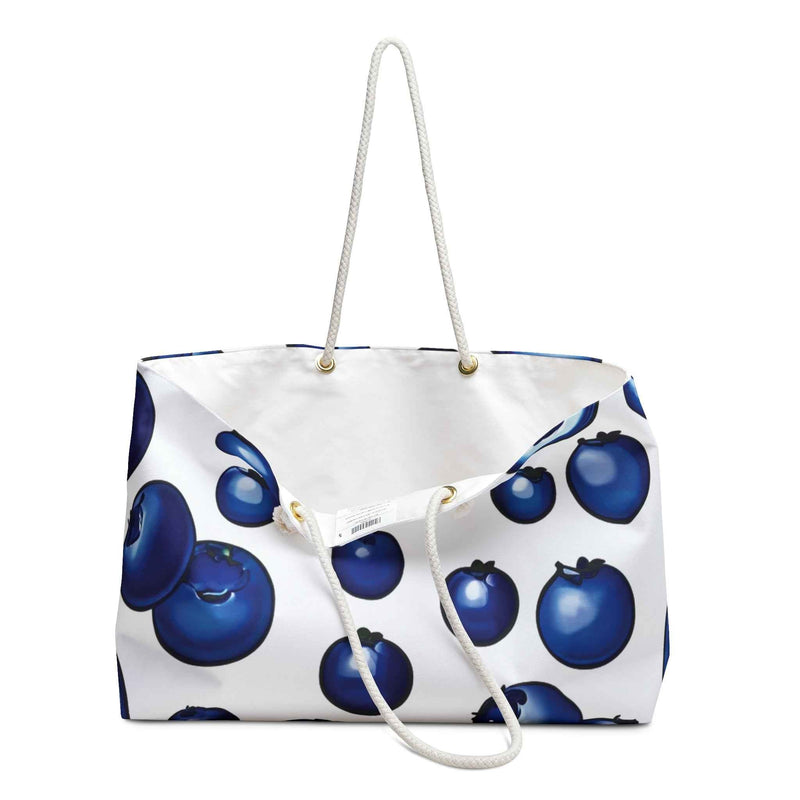 Blueberry Pattern Weekender Bag | Fruit Print Travel Tote Bag-5