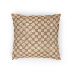 Woven Checkered Pattern Pillow | Neutral Brown Geometric Throw Pillow-5