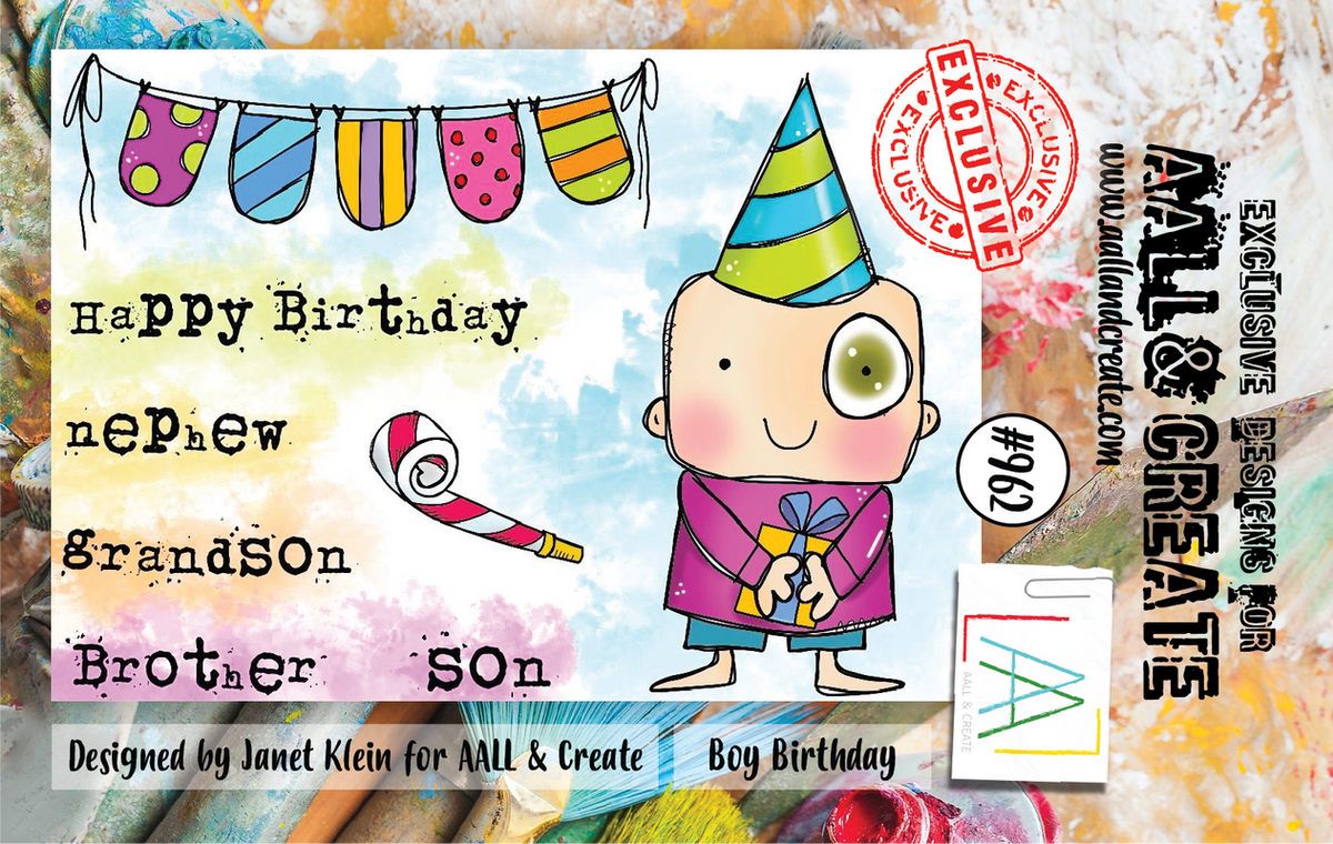 AALL and Create #962 - A7 Stamp Set Set - Boy Birthday-1