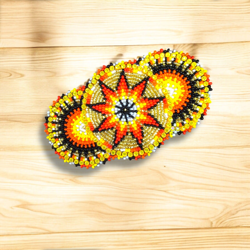 Golden Native American Beaded Barrettes-2