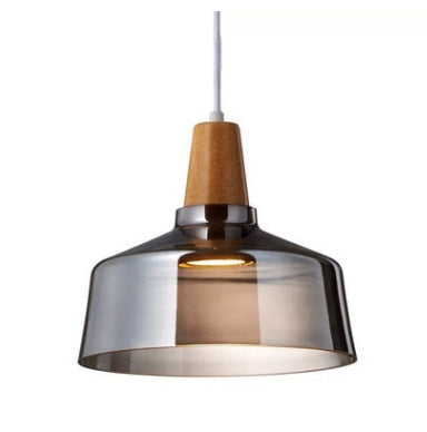Modern Glass Pendant Light With Wood Accent-7