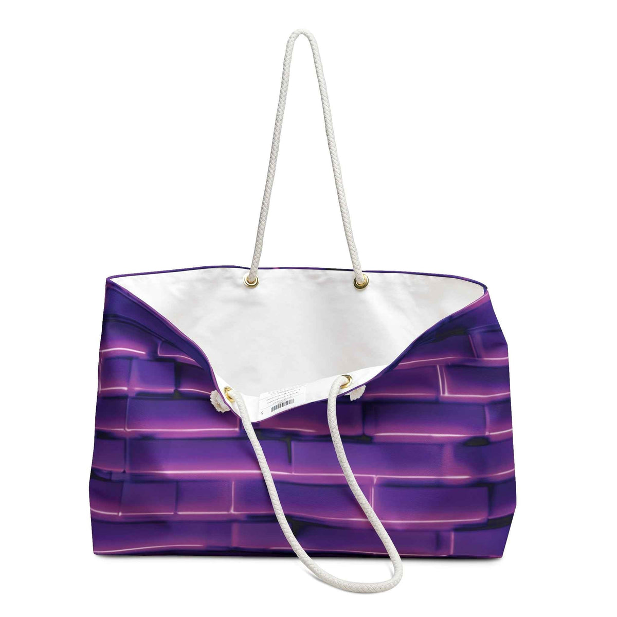 Purple Brick Pattern Weekender Bag | Gradient Brick, Large Tote Bag-4