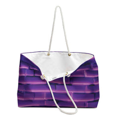 Purple Brick Pattern Weekender Bag | Gradient Brick, Large Tote Bag-4