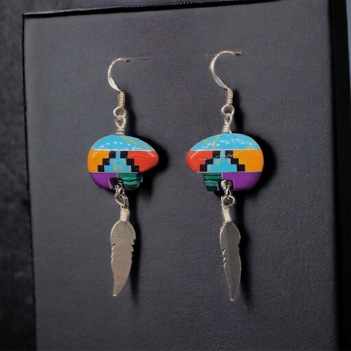 Sterling Silver Orange and Red Earrings-1