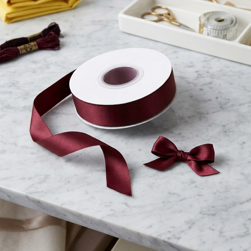 30 Meter Double Face Burgundy #793 Ribbon Roll-1
