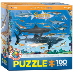 Eurographics Sharks 100-Piece Puzzle - Ocean Life - Ages 5+-1