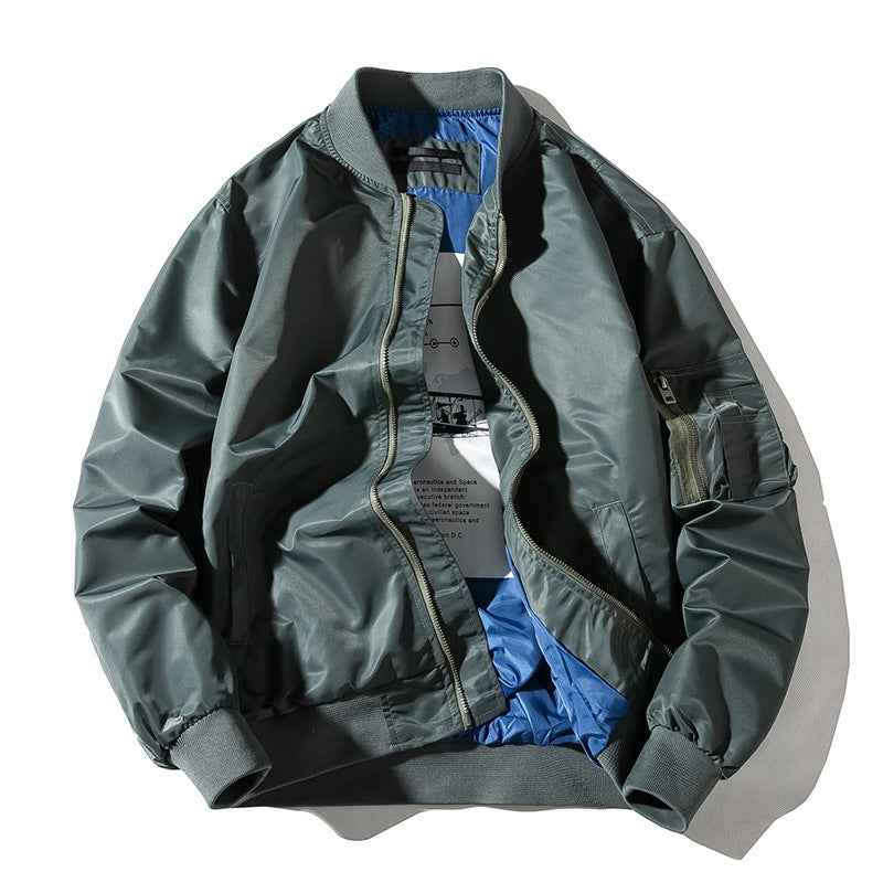 Men's Solid Pilot Bomber Jacket-3