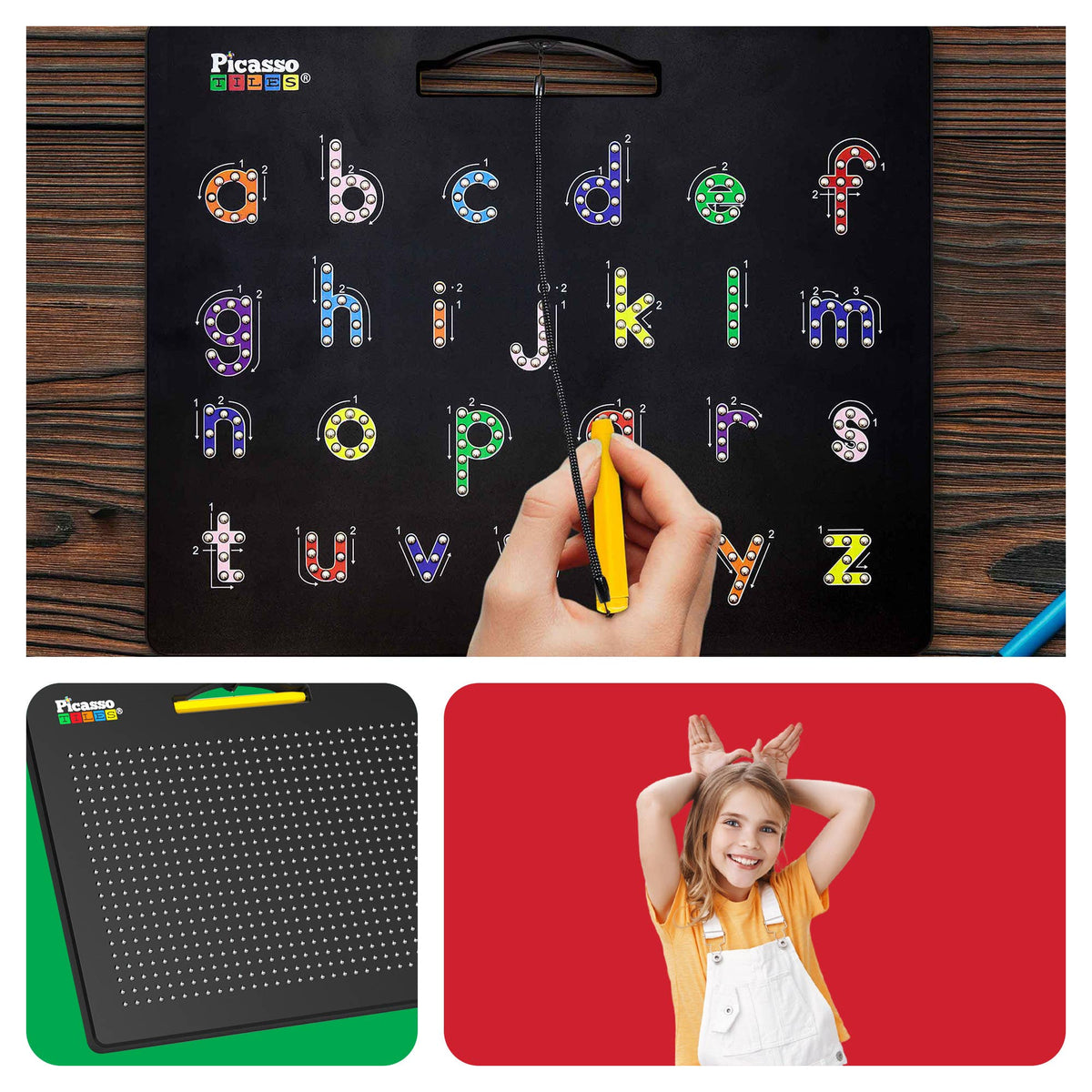 PicassoTiles - PicassoTiles Double-Sided Magnetic Drawing Tablet Pad - Ages 3+-4