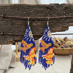 Blue Sky Dancer Beaded Earrings-5