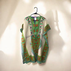 Green and Red Printed Kaftan for Women-1