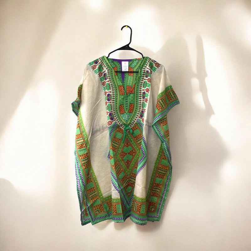 Green and Red Printed Kaftan for Women-1