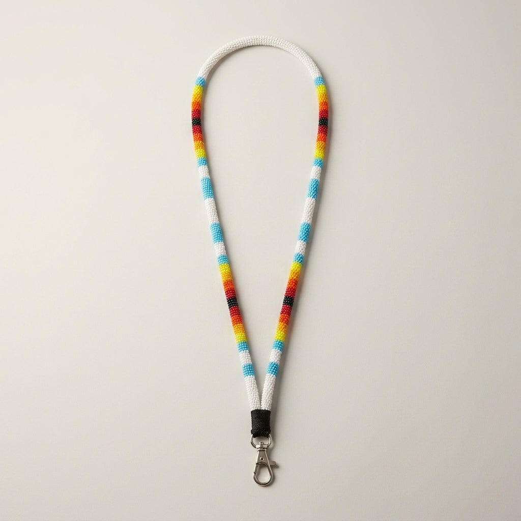 Round Beaded Lanyard(White)-4