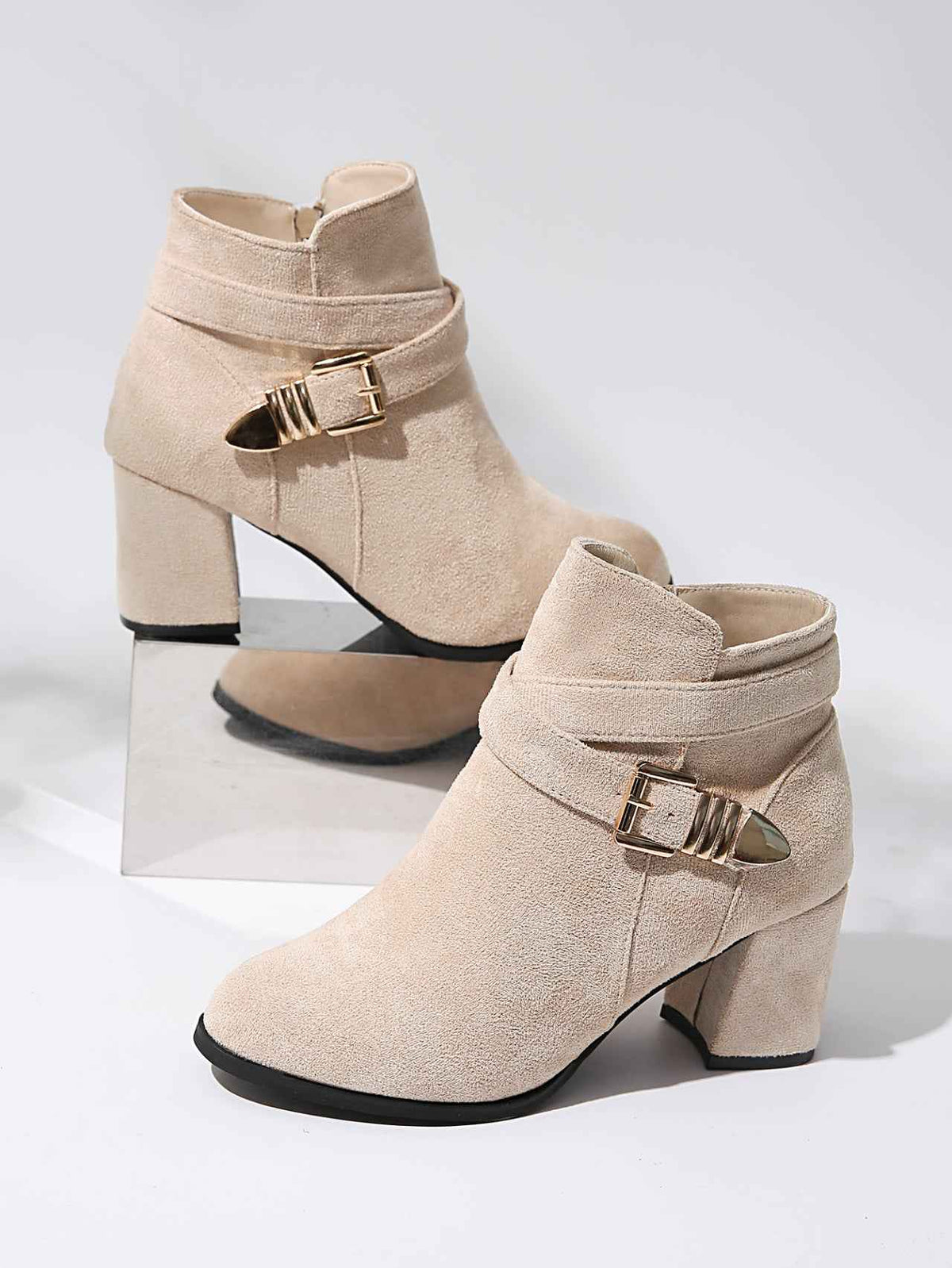 Women’s Chunky Heel Ankle Combat Boots – Solid Color Plus Size Fall & Winter Fashion Boots-4