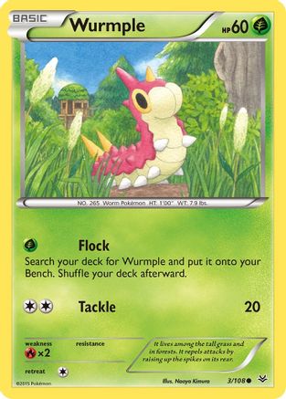 Wurmple 3/108 - XY  Roaring Skies Reverse Holofoil-1