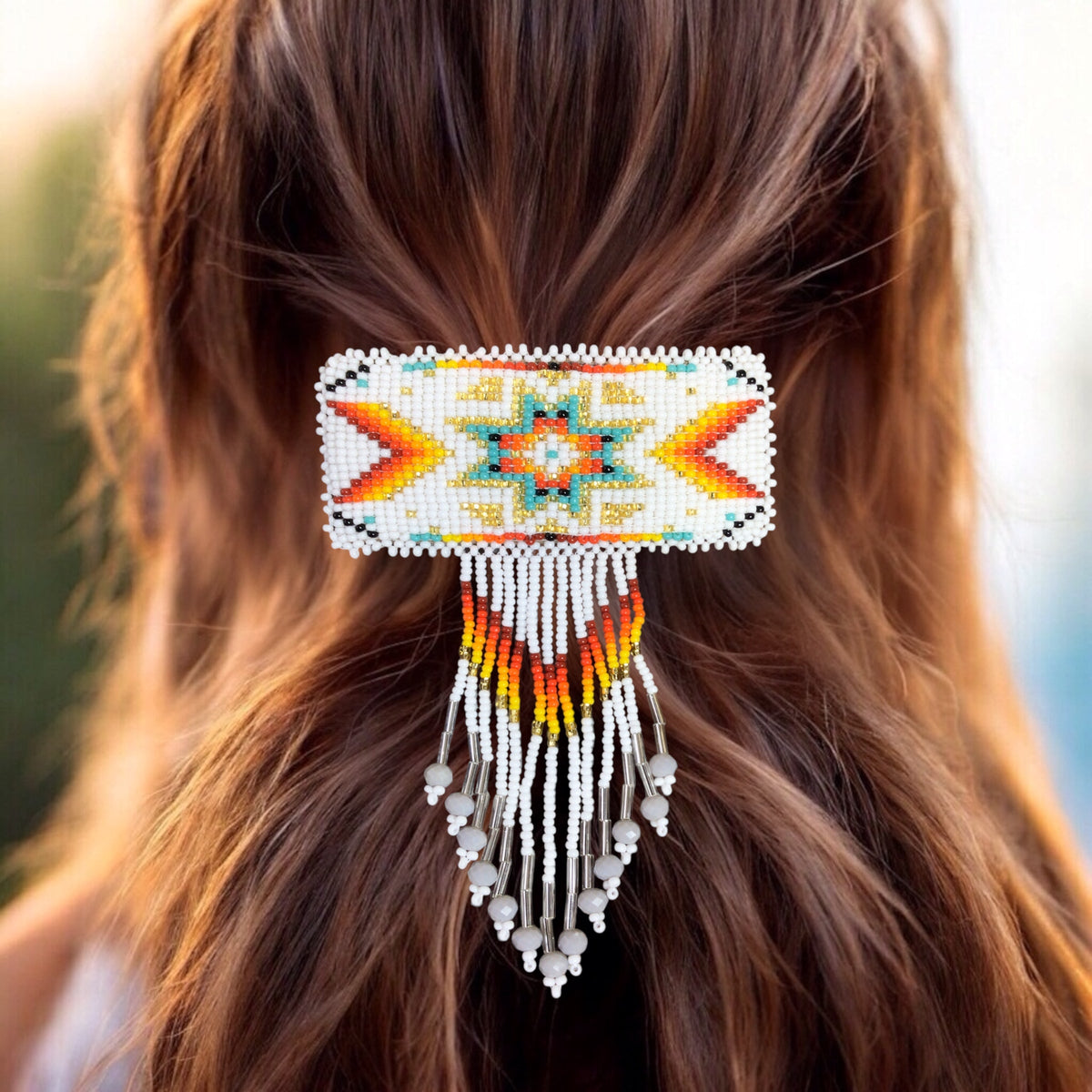 Rectangular Fringed Barrette - Golden