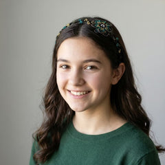 Beaded Headband with Flower Turquoise-5
