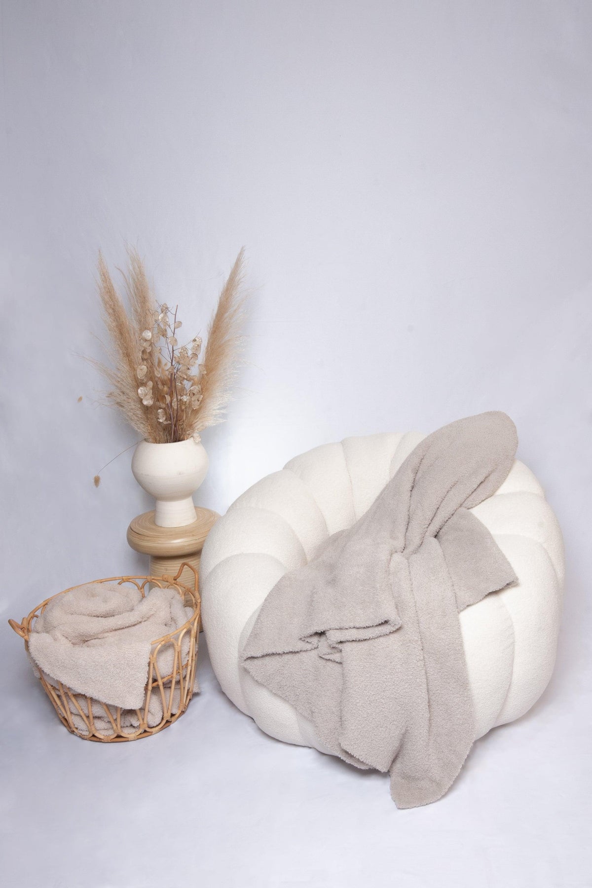 Greige Solid Double Layered Throw-1