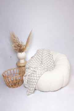 Greige & White Chevron Print Throw-1