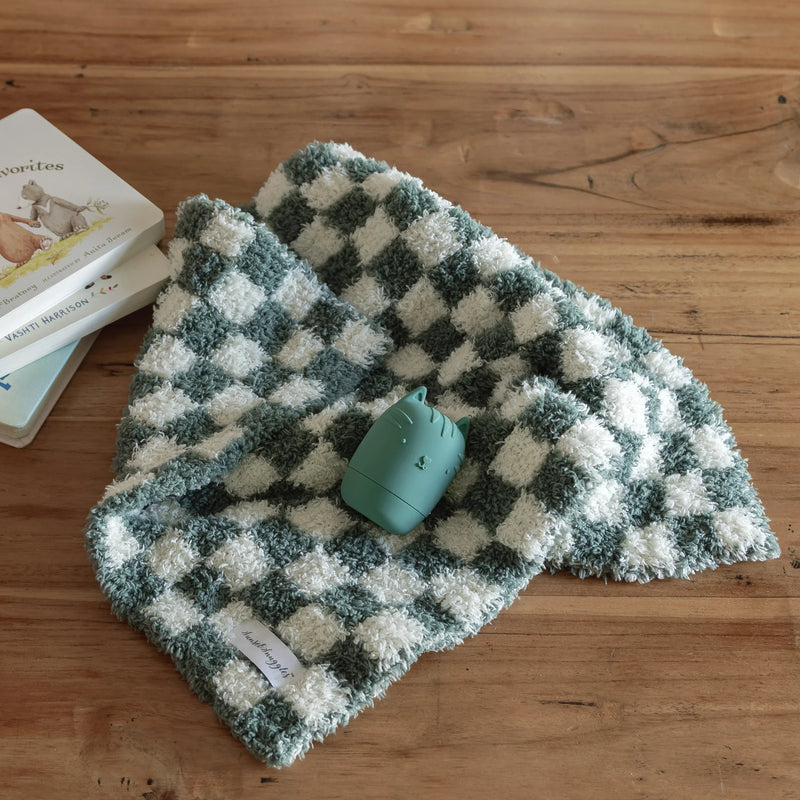 Baby's Breath & Forest Green Check Print Lovey-1