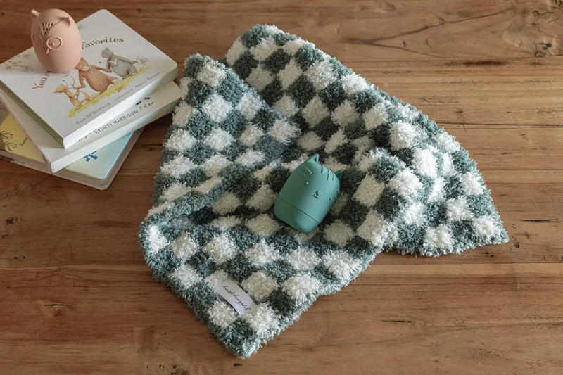 Baby's Breath & Forest Green Check Print Lovey-6